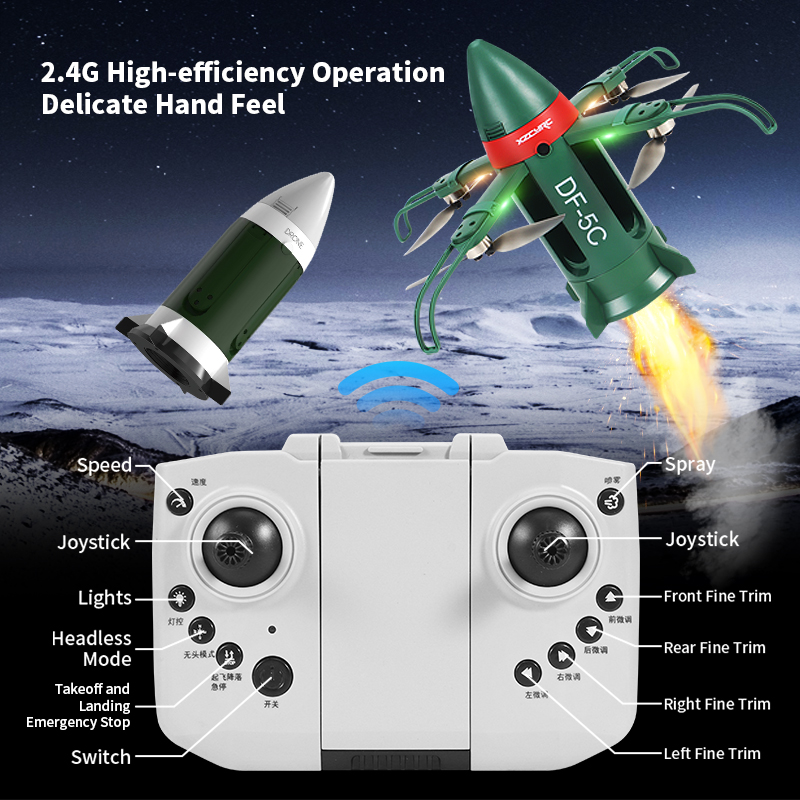 Rc Hobby Grade Helicopter - DF-5C Rocket Drone Brushless Motor Flame